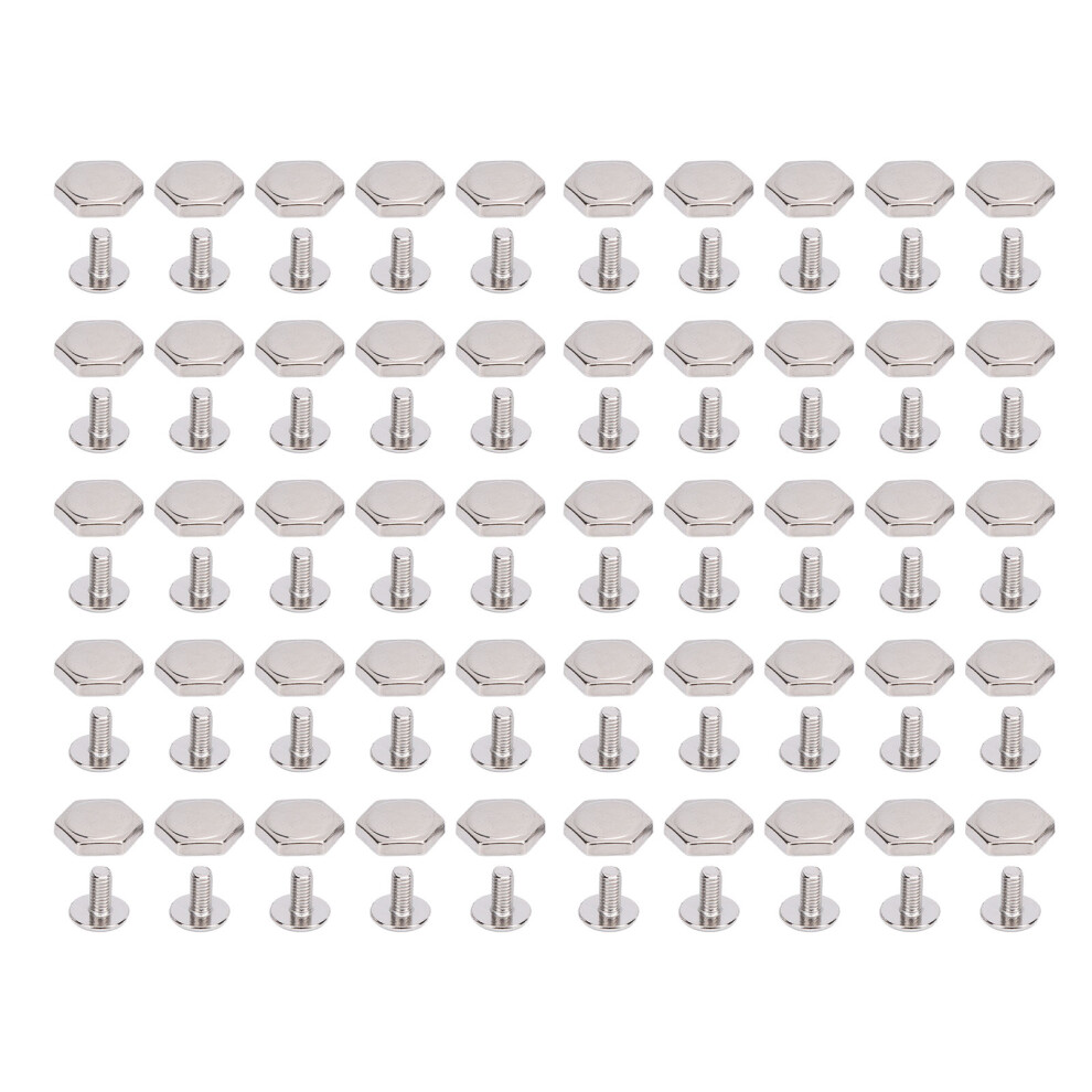 (Sliver) 50 Sets 10mm Hex Rivets Studs Metal Slotted Round Head Screw Silver-image-OPC-PMFVBG2-NEW