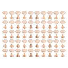 (Light Gold) 50 Sets 10mm Hex Rivets Studs Metal Slotted Round Head Screw Silver
