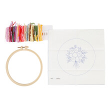 Flower Embroidery Starter Kit Adjustable Screw Hoops Threader Tools