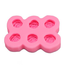 Rose Silicone Fondant Molding 6 Cavity Flower Candy Tool