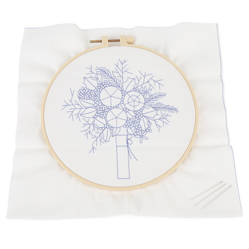 Embroidery Starter Kit Floral Pattern Hoops Thread Tools 20.5cm 1