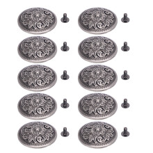 10 Sets Rivet Screw 32mm Flower Texture 7mm Crossed Gunmetal Color