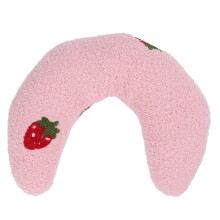 (Pink+Strawberry Pattern) Pet U Shaped Plush Neck Pillow Yellow+Peach