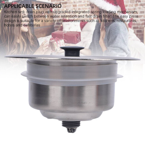 Kitchen Sink Drain Strainer 3-in-1 Stainless Steel Filter 2