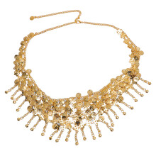 (Gold) Belly Dance Hip Scarf Belt Gold Waist Chain