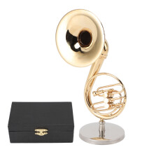Miniature Sousaphone Brass Polished Model with Stand Case Home Decor
