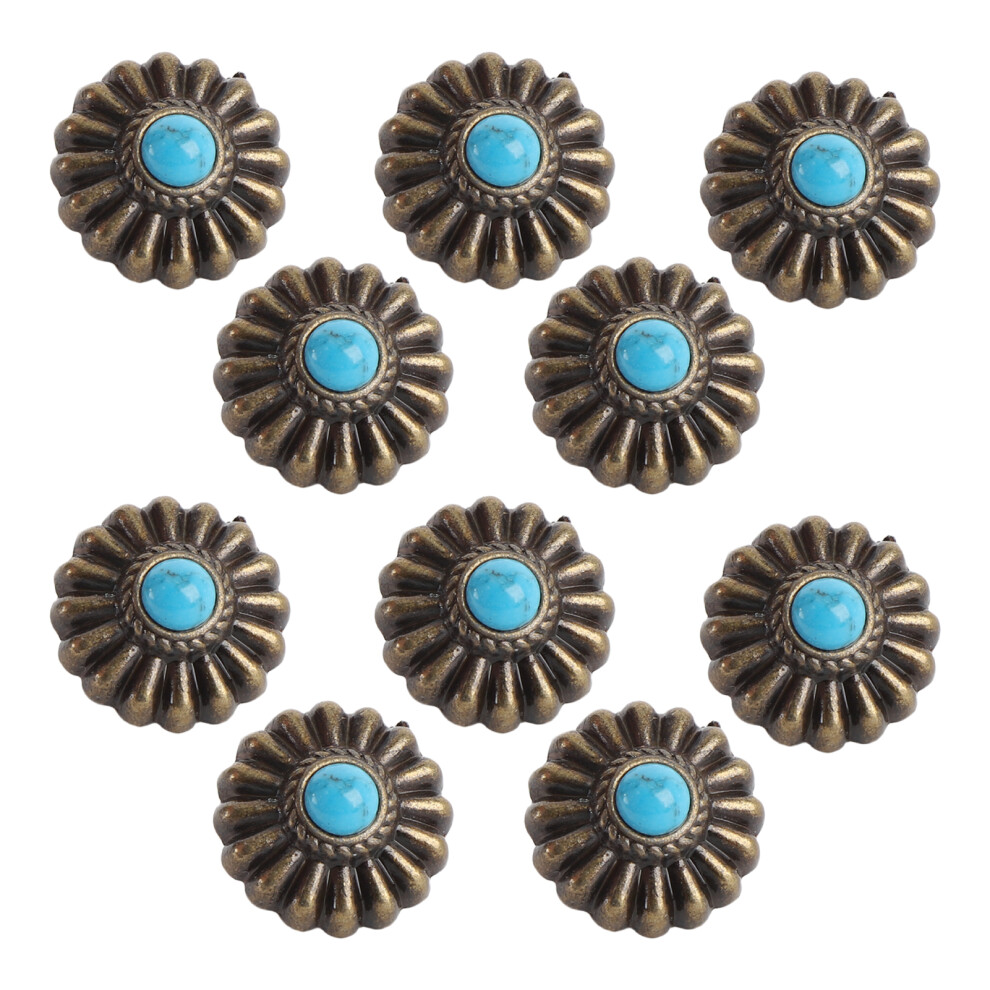 10 Sets 16.5mm Bronze Flower Blue Turquoise Conchos 4.5mm-image-OPC-PMFVCV6-NEW