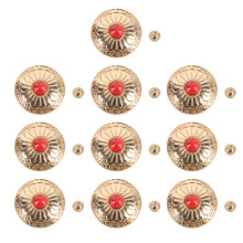 10 Sets Screw Back Button 30mm Gold Flower Red Turquoise Metal