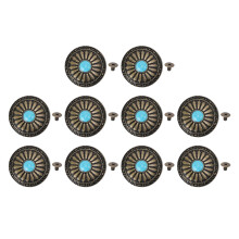 10 Set Metal Blue Turquoise Conchos 30mm Screw Back Buckle