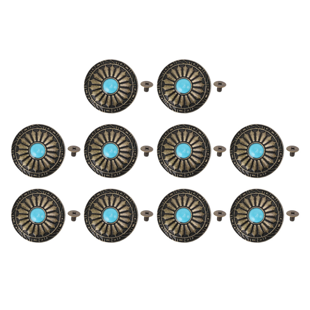 10 Set Metal Blue Turquoise Conchos 30mm Screw Back Buckle-image-OPC-PMFVCZZ-NEW