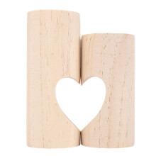 2Pcs Tea Light Holder Heart Shaped Wood Decor for Table