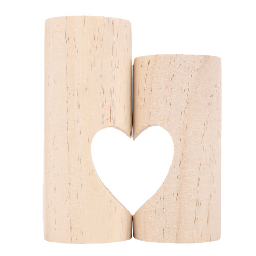2Pcs Tea Light Holder Heart Shaped Wood Decor for Table