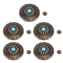 5 Sets Blue Turquoise Flower Rivet 30mm Bronze 4.5mm PH