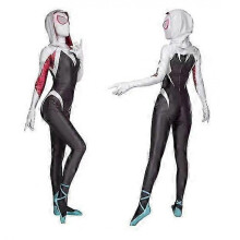 (130 cm) Gwen Spid Costume for Kids and Adult White Spider Girl Mask 3D Style