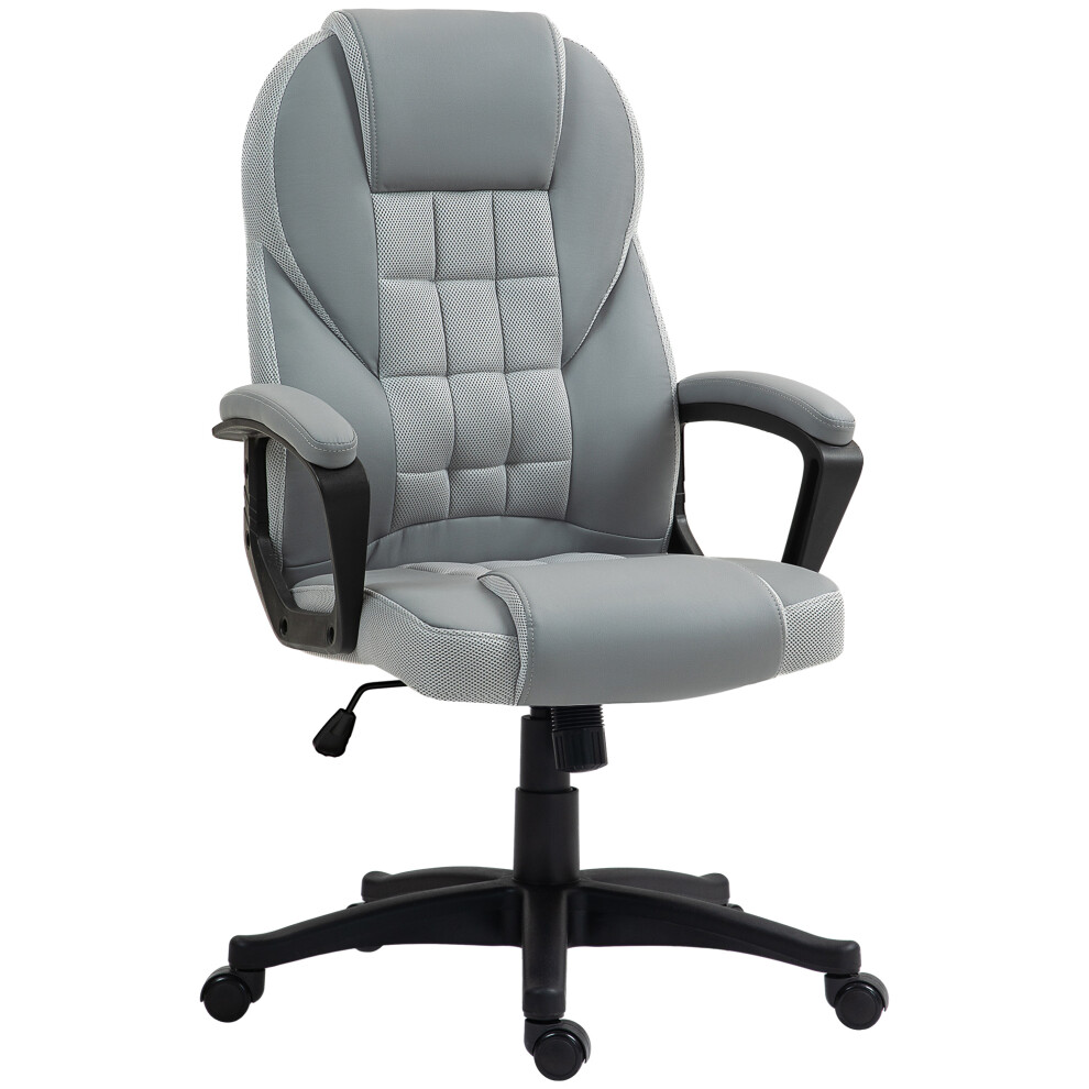 Comfortable Grey Faux Leather Office Chair with Padded Cushion Smooth Swivel and Adjustable Settings for Work-image-OPC-PMFVHG6-NEW