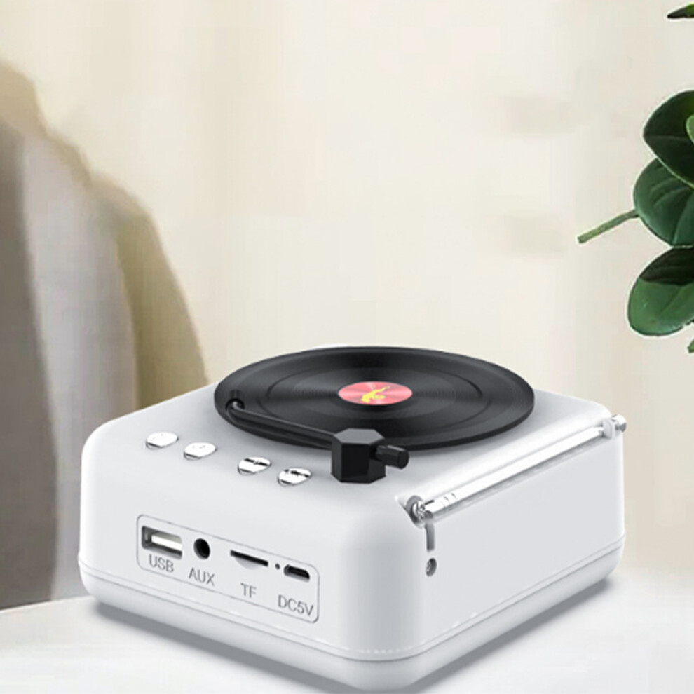 Mini Bluetooth Vinyl Record Speaker, Hifi Stereo 3W, White 5011355344898