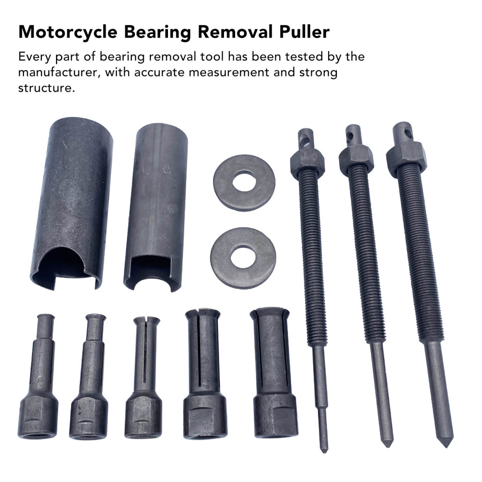 12Pcs Motorcycle Bearing Puller Set, Metal, Fits 9-23Mm Diameter 8741355345461