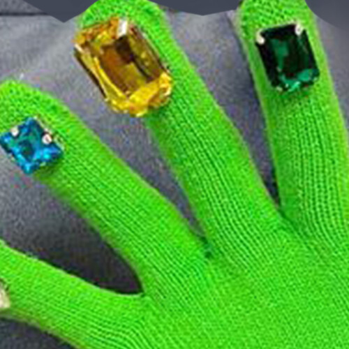 Strassnagelhandschuhe Vollfinger DIY PU Grün 2