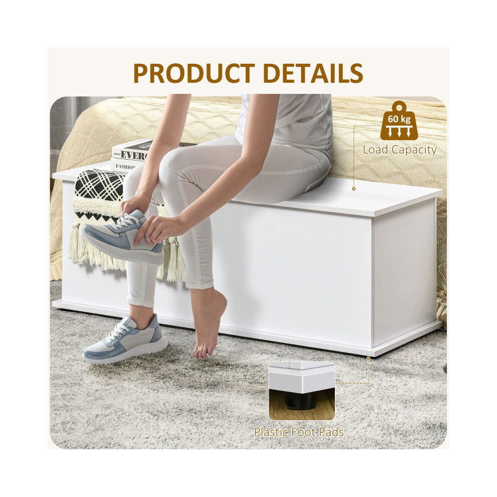 Storage Trunk 113L in White with Flip-Top Lid and Secure Safety Hinges 100x40x40cm Ideal for Living Room and Entryway Storage-image-OPC-PMFVJVB-NEW