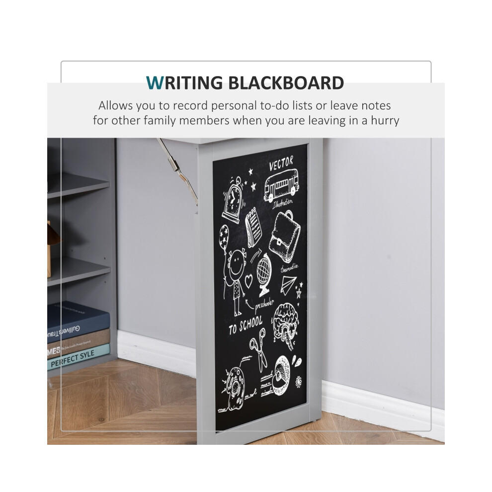 Grey Folding Convertible Desk with Blackboard Versatile Home Office Workstation Compact & Durable Side Shelf for Electronics-image-OPC-PMFVK7P-NEW
