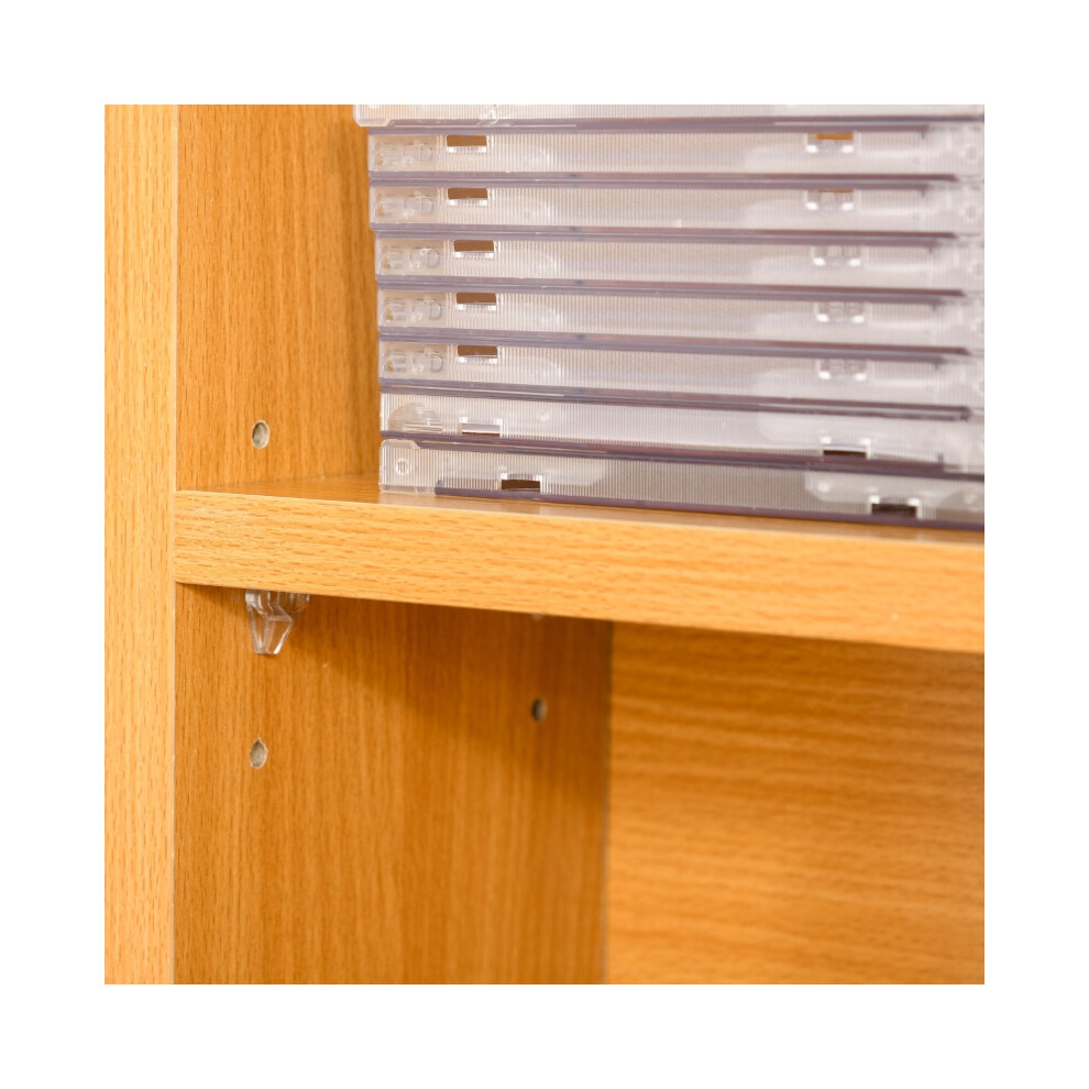 CD Storage Unit Beech Wood Finish with Adjustable Shelves 89 x 130.5 cm Modern Design Perfect for Home-image-OPC-PMFVM8X-NEW