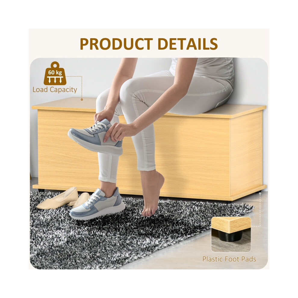 Storage Trunk 113L with Flip-Top Lid and Safety Hinges Robust Burlywood Finish Perfect for Living Room & Entryway 100x40x40cm-image-OPC-PMFVMSF-NEW