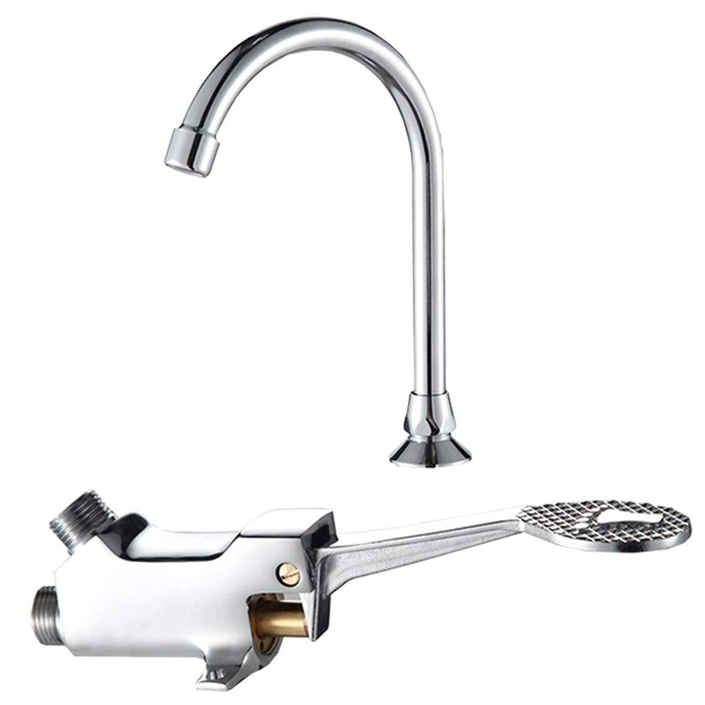 Faucets Foot Pedal Faucet Thickened Copper Body Single Cold Water Electroplated Surface Bathroom And Hospital Use 9354506538446