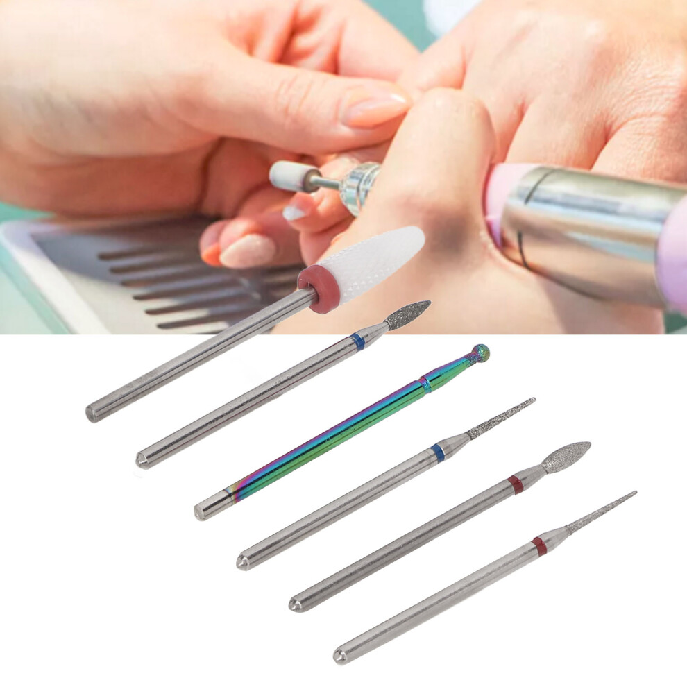 6pcs Tungsten Ceramic Nail Drill Bits for Nail Art & Polishing