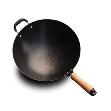 Cast Iron Wok Uncoated Non-Stick Pan For Induction Cooker And Gas Stove Round Bottom Frying Pan