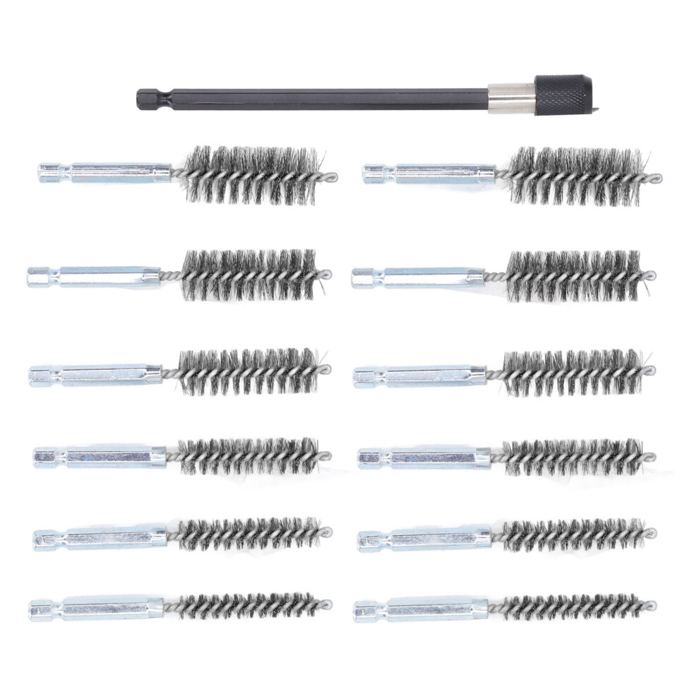 13 Pcs Bore Brush Set 8Mm-19Mm With Extension Rod Steel Wire For Drilling 4691355374098