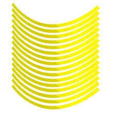 Wheel Rim Tape 16-19 Inch Wheels, Reflective Pinstripe Stickers For Motorcycle And Car, Fluorescent Yellow 16-Pc Pack