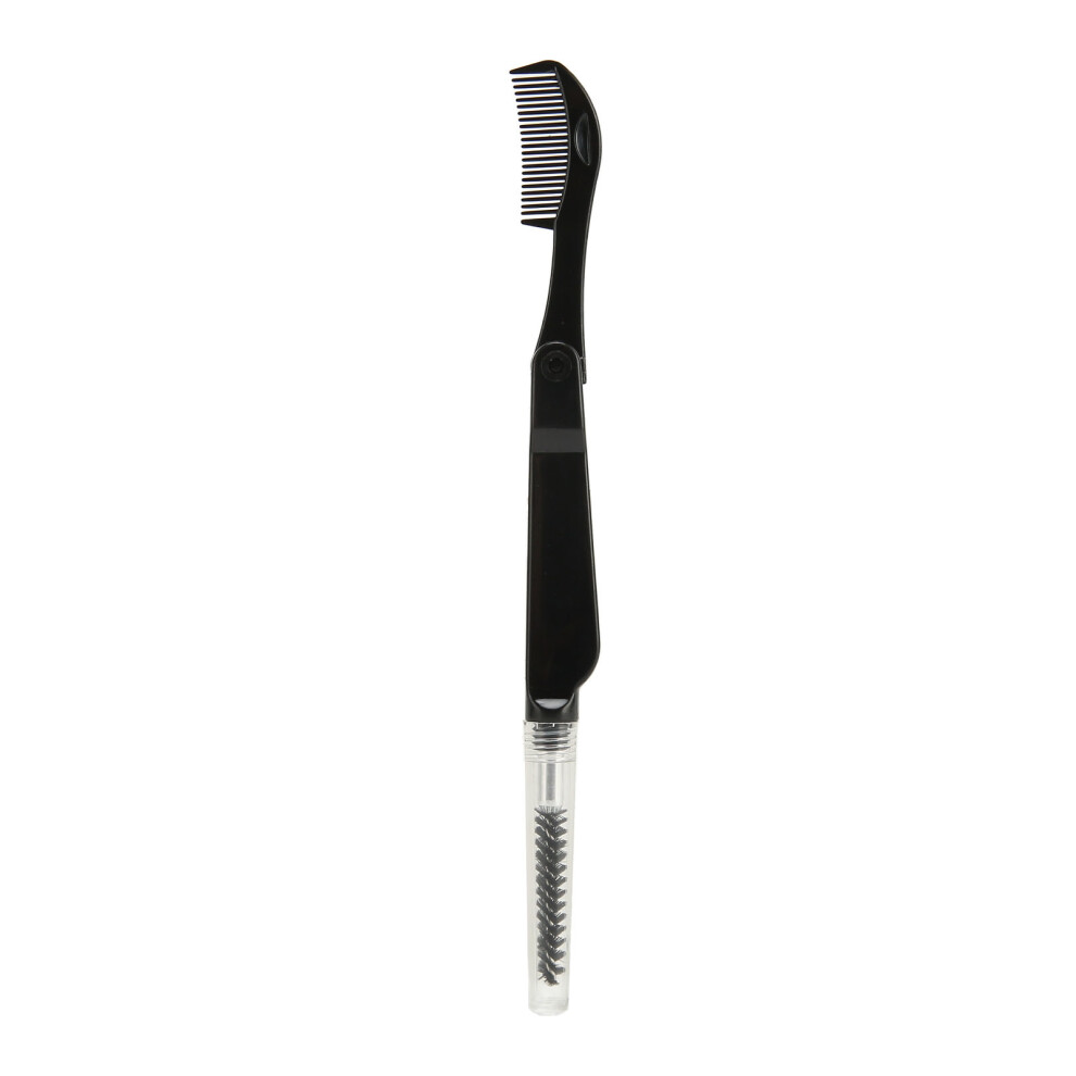 Compact Double Sided Lash & Brow Comb with Protective Cover - Black