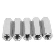 M12x1.75 Hex Coupling Nuts in Stainless Steel 60mm 5 Pcs Threaded Connectors