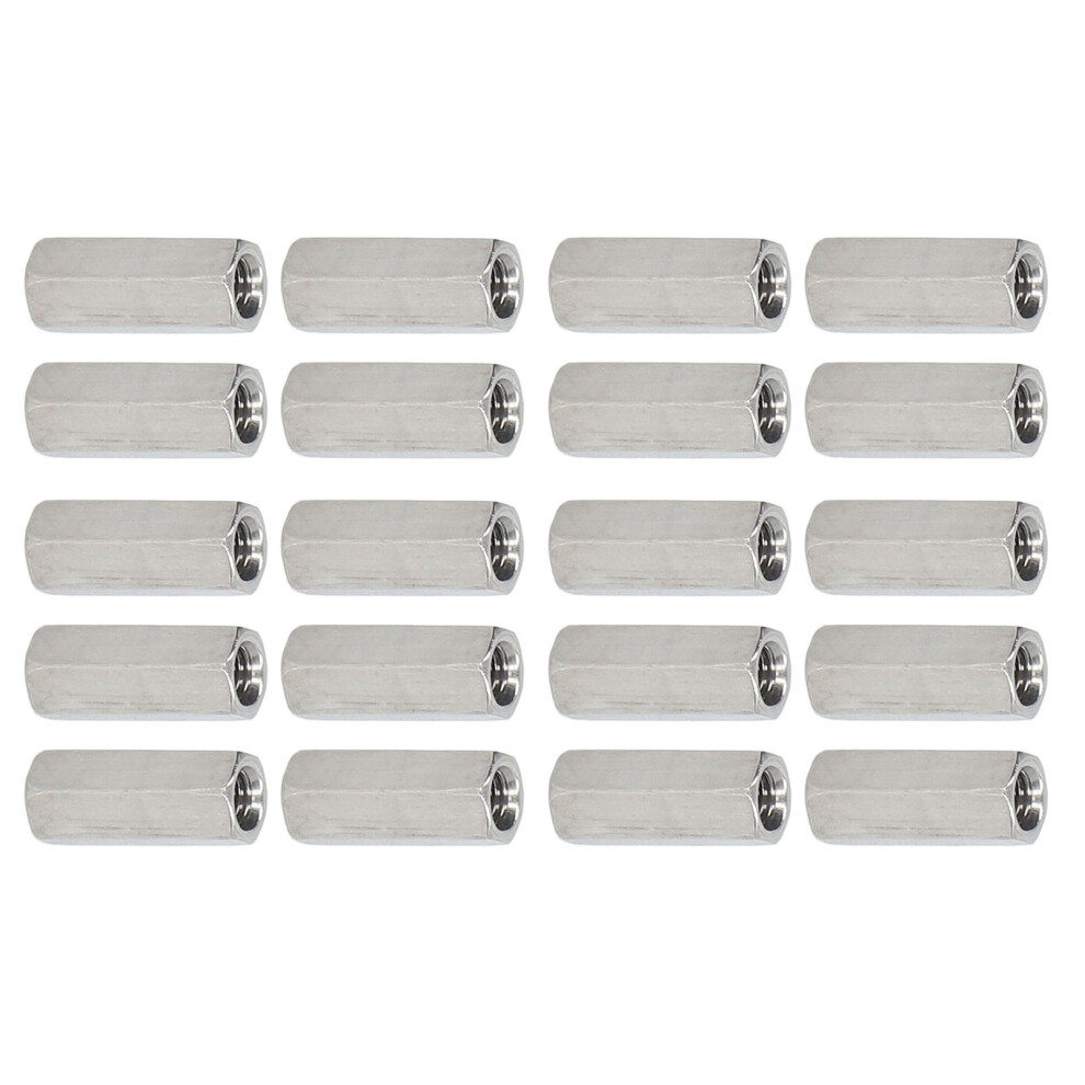 304 Ss Rust-Proof M5 Hex Coupling Nuts 20Pcs Threaded Silver Set 9461355389911
