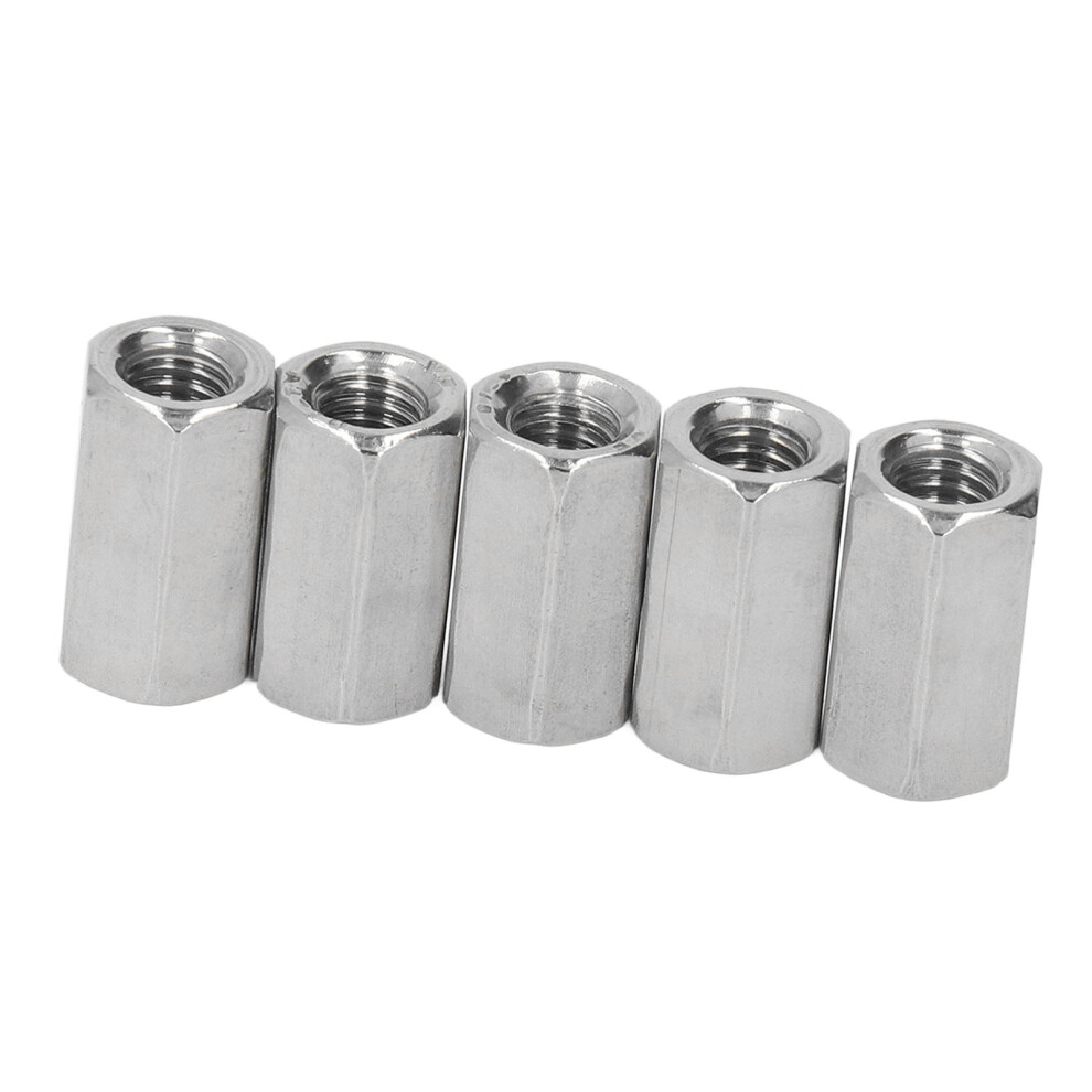 20Pcs 304 Stainless Steel Hex Coupling Nuts M6x1.0-10-L18mm Long Fine Thread 4931355390026