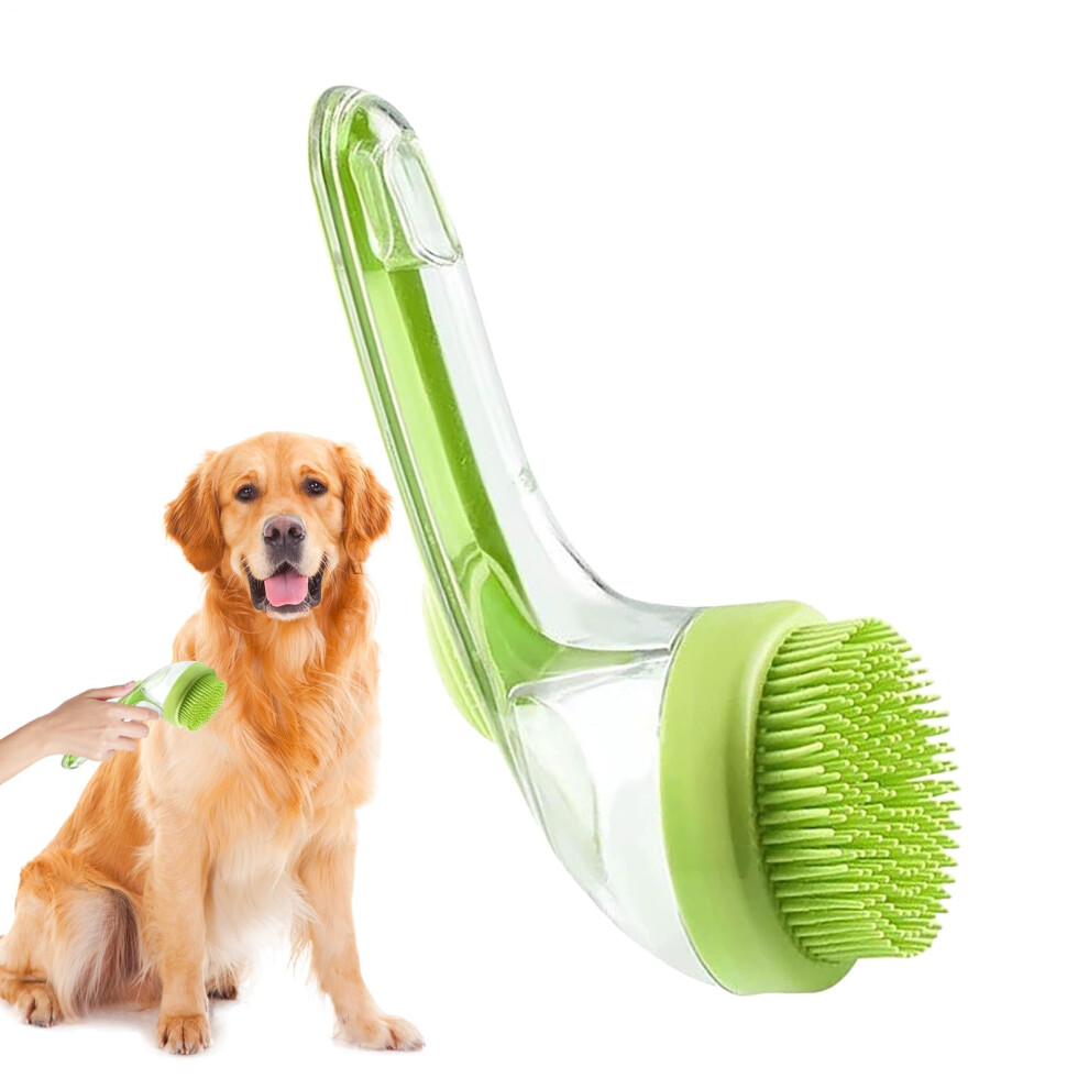 Dog Bath Brush Silicone Bristle Massage Scrubbing Cleaner, Ergonomic Handle, Indoor Outdoor Use Cat Kitten Horse Green-image-OPC-PMFVXS9-NEW