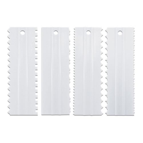 4 Stück Kuchen-Scraper-Set Lebensmittelechte Sägezahn-Glätter für Creme 1