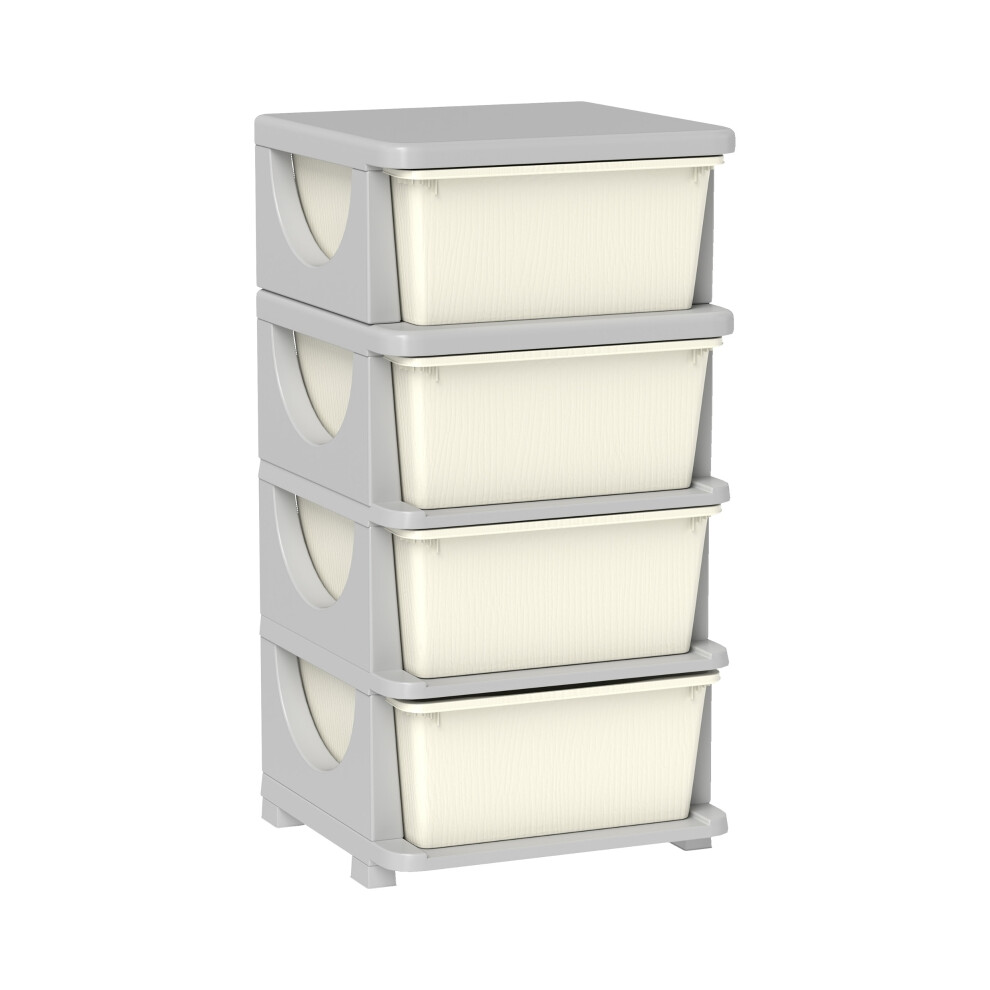 Kids Storage Boxes Four-Tier with Drawers White Durable Plastic Organizer for Children's Room Spacious and Easy to Clean-image-OPC-PMFVZTG-NEW