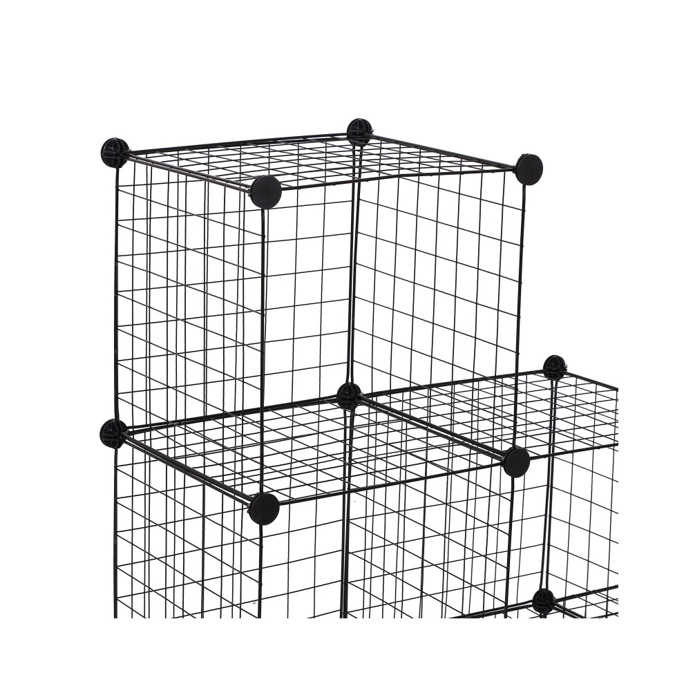 6 Cube Metal Wire Storage Unit Interlocking Shelves Black Durable Durable Rack for Living Room & Home Storage-image-OPC-PMFW2RV-NEW