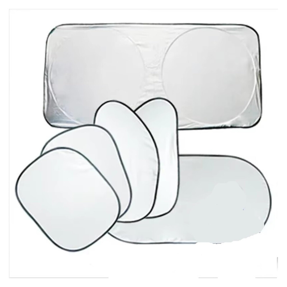 Car Sunshades Shield Silvery Uv Protection Roll-Up Sunshade Set For Cars 6-Piece Sun Shade Set Compatible With Most Cars 9393856629077