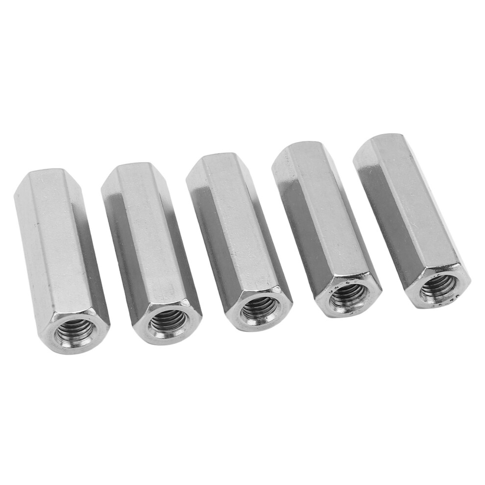 5 Pcs M10x1.5 Stainless Steel Hex Coupling Nuts L55mm, Rustproof 7651355423384