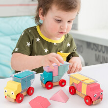 Holz-Puzzle-Block-Spielzeug für Kinder, Bildungslaster-Stapelblock