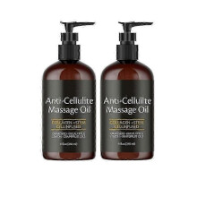 (2pcs) 240ml Anti Cellulite Massage Oil Infused with Collagen and Stem Cell Skin Tightening Cellulite Moisturizing Body Essential Oil