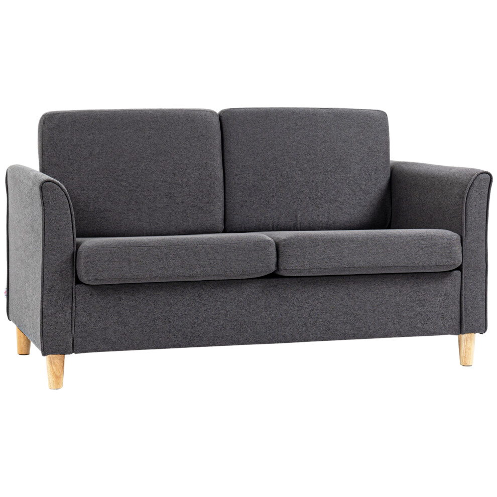 Dark Grey HOMCOM Compact Loveseat Sofa with Wooden Legs & Armrests Modern 2 Seater for Stylish Living Room Setup-image-OPC-PMFW8HQ-NEW