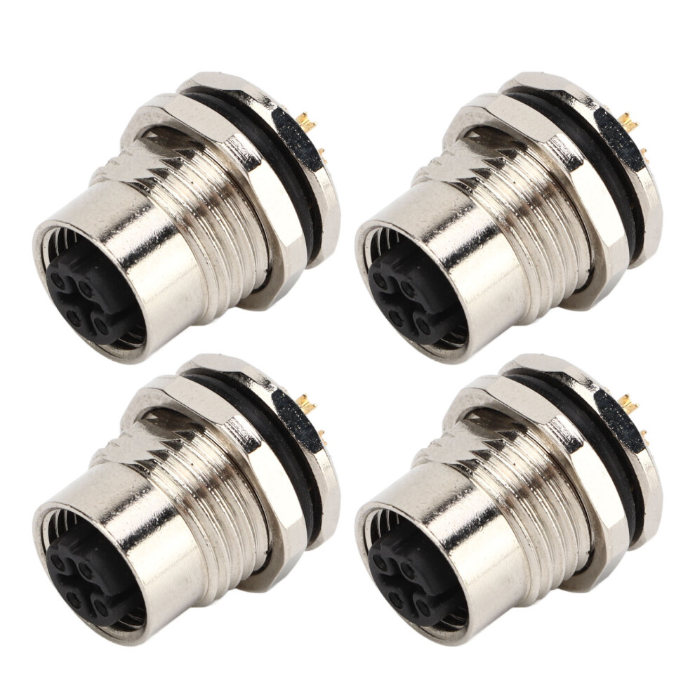 M12 4 Core D Type Female Chassis Connector Aluminum Allo 4371355433826