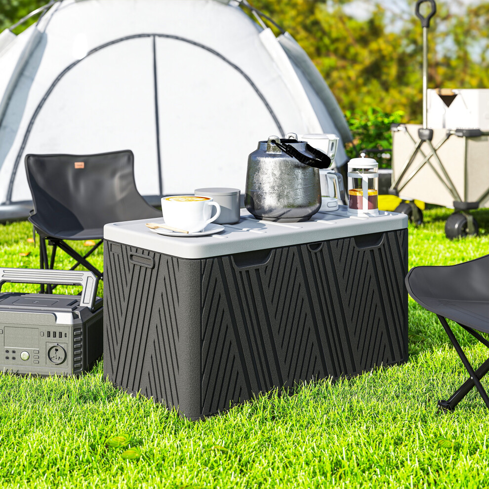 Outdoor Storage Box 380L Waterproof Lockable Lid Heavy Duty Black for Garden Patio Deck-image-OPC-PMFW8MV-NEW