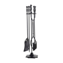 5 Pieces Fireplace Tools Set Iron Fireside Companion Brush Poker Shovel And Tong For Stone Stove Fire Pit Or Wood Stove