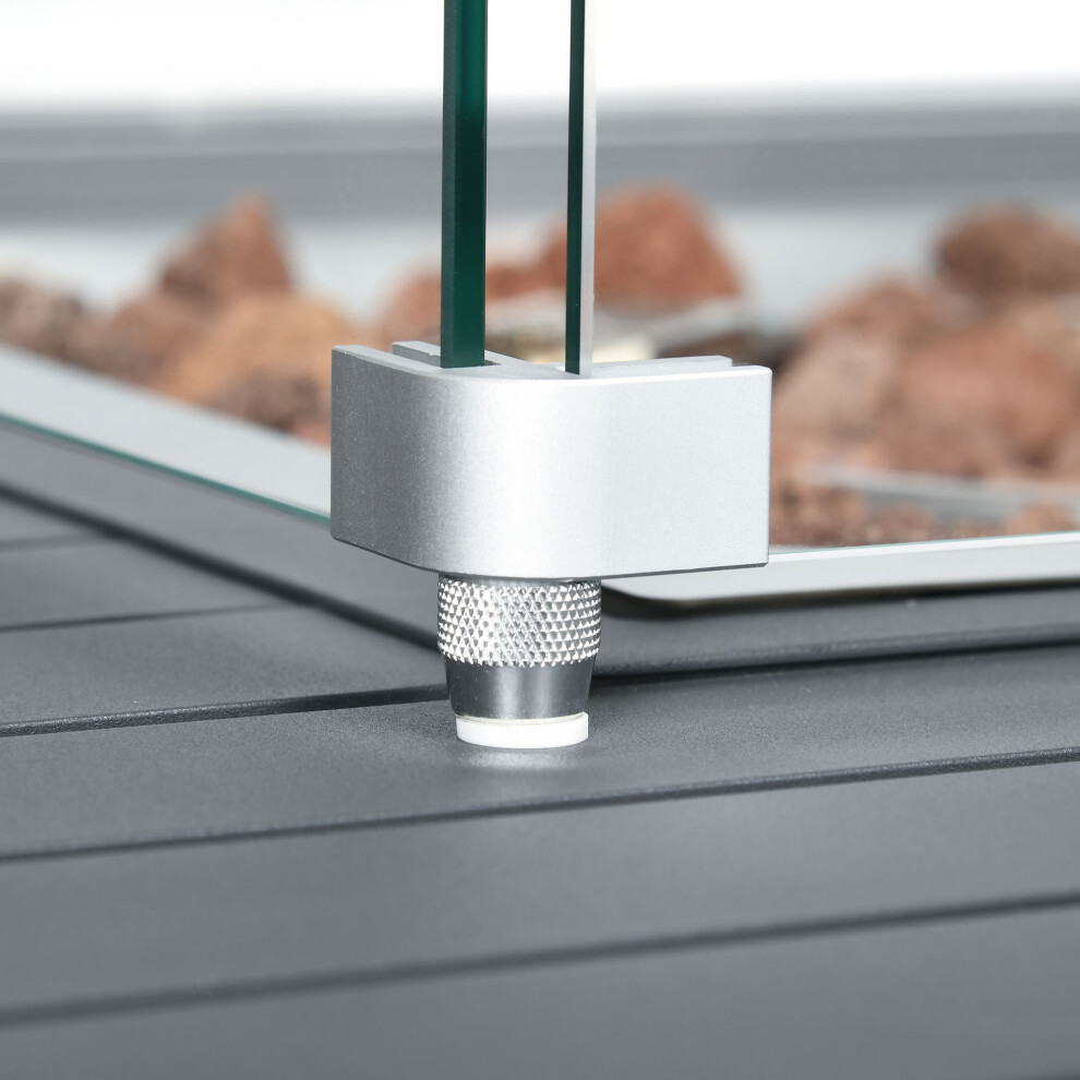 6-Piece Aluminium Garden Furniture Set with Fire Pit Table Outdoor Sofa & Sectional Corner Cushions Footstools Grey-image-OPC-PMFW952-NEW