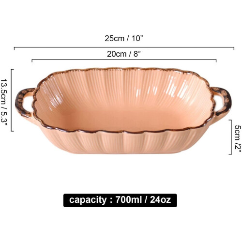 Rectangular Deep Baking Tray Ceramic Oven Dish 700Ml Pink 20X13.5X5Cm Small Lasagna Pan 1-Piece Set 1