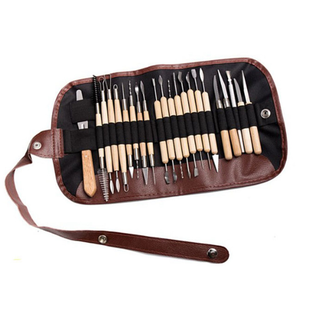 30Pcs Craft Sculpting Tool Set with Wooden Handles for Clay & Ceramic Projects